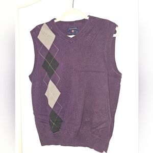 Saddlebred Men's Purple  Sleeveless V-Neck Cotton Vest Sweater Size Medium